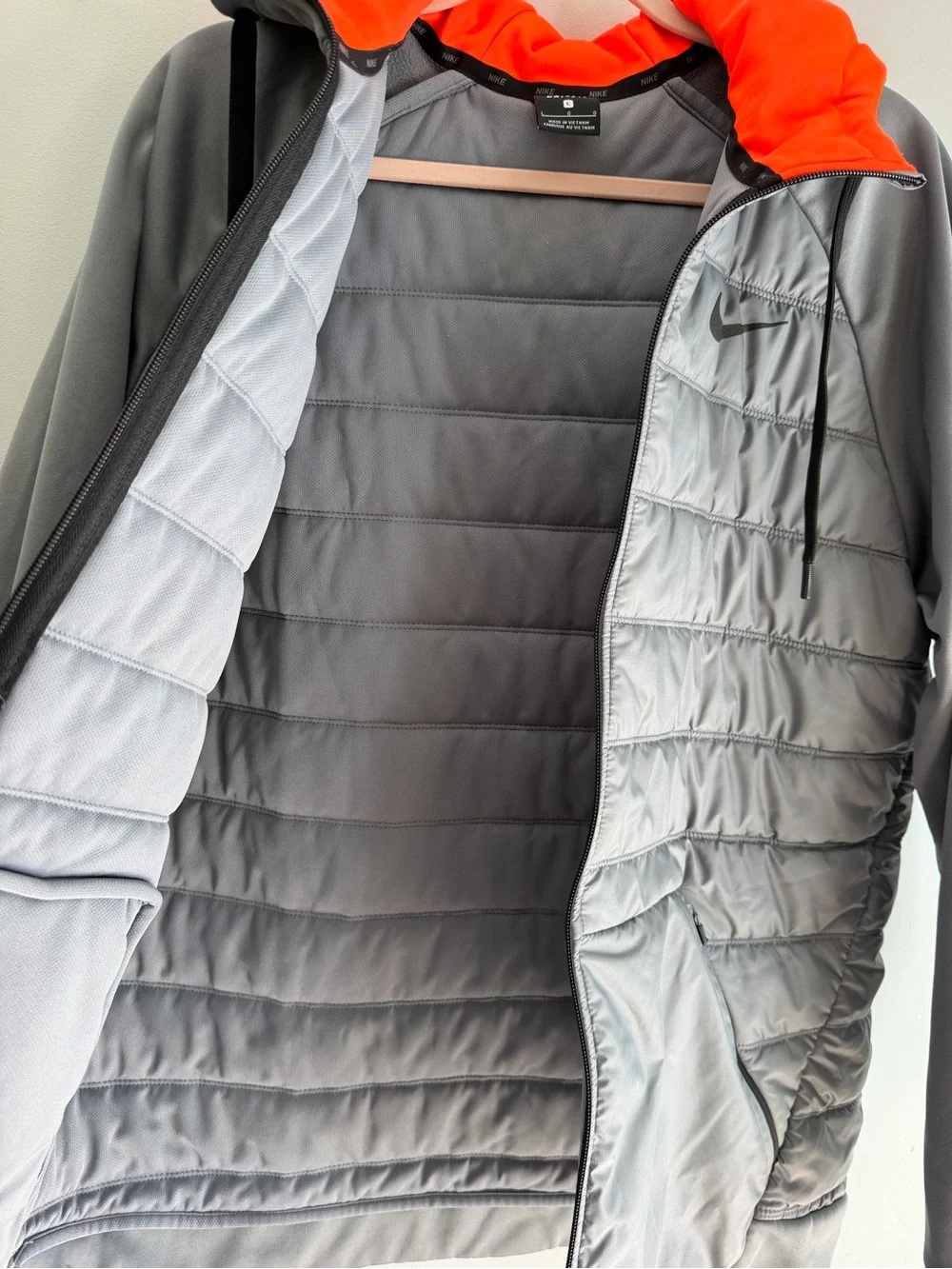 Nike Therma-Fit Quilted Jacket with Bright Orange Hood